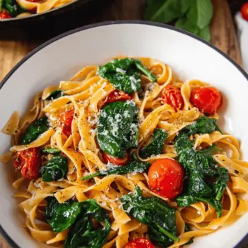 One Pot Pasta with Spinach and Tomatoes