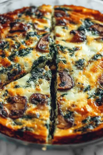 Spinach and Mushroom Crustless Quiche