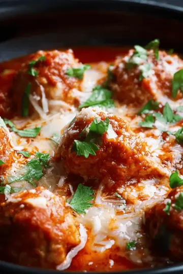 Slow Cooker Chicken Parm Meatballs