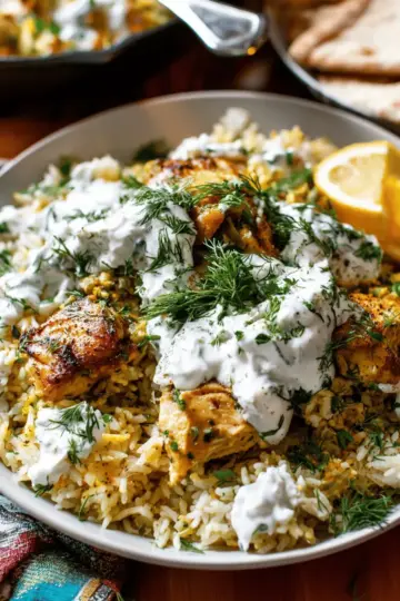 Dump-and-Bake Chicken Tzatziki with Rice