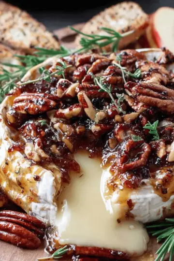 Baked Brie Recipe with Fig Jam, Pecans and Rosemary