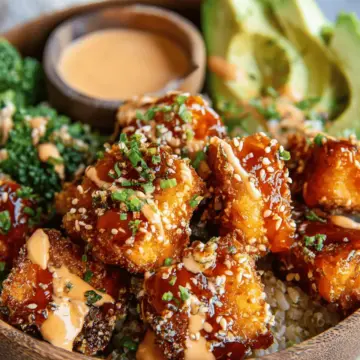 Crispy Bang Bang Salmon Bites Bowls