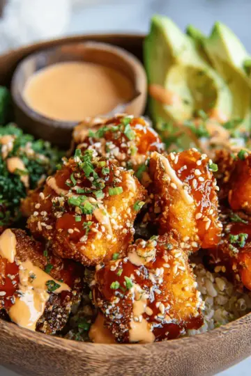 Crispy Bang Bang Salmon Bites Bowls