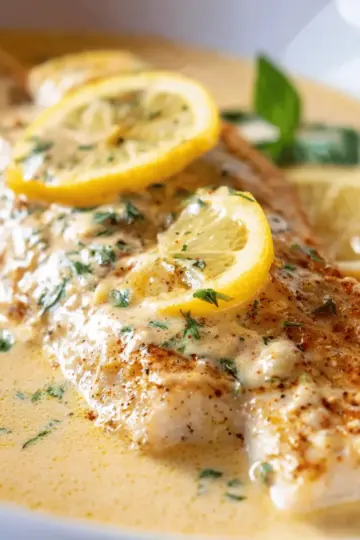 Baked Fish with Lemon Cream Sauce