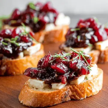 Roasted Balsamic Cranberry and Brie Crostini
