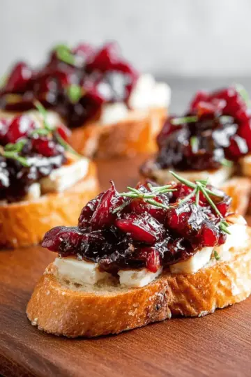 Roasted Balsamic Cranberry and Brie Crostini