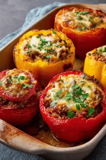 Beef and Rice Stuffed Bell Peppers