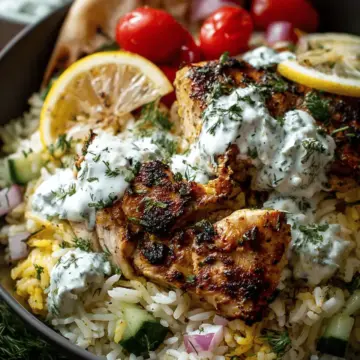 Dump-and-Bake Chicken Tzatziki Rice