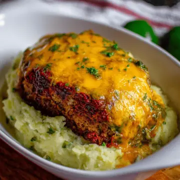 Meatloaf with Mashed Potatoes and Cheese