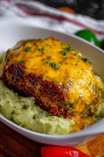 Meatloaf with Mashed Potatoes and Cheese