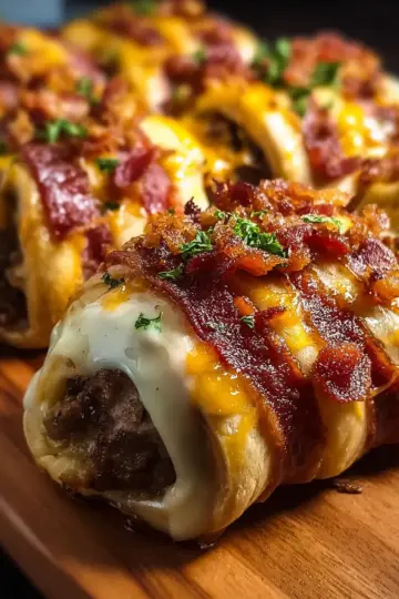 Garlic Butter Bacon Cheeseburger Rollups