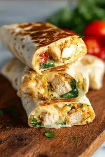 Cheesy Garlic Chicken Wraps