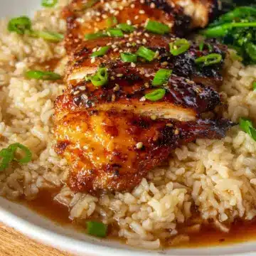 Honey Soy Glazed Chicken with Garlic Ginger Brothy Rice