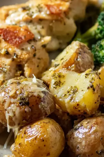 Crockpot Garlic Parmesan Chicken & Potatoes