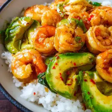Shrimp Avocado Stirfry Rice Bowl