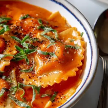 Roasted Red Pepper Ravioli Soup