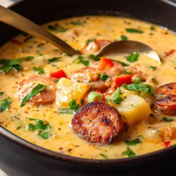 Creamy Crockpot Cajun Potato Soup (with Andouille Sausage)
