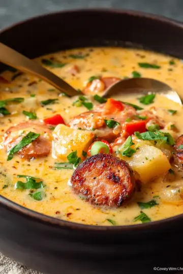 Creamy Crockpot Cajun Potato Soup (with Andouille Sausage)