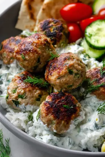 Greek Turkey Meatballs with Tzatziki Sauce