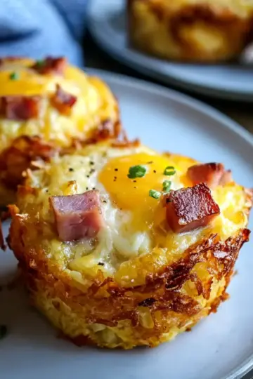 Hash Brown Ham and Cheese Egg Cups