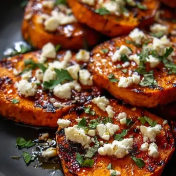Crispy Roasted Sweet Potato Rounds with Honey and Feta