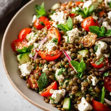 Mediterranean Lentil Salad with Feta and Mint
