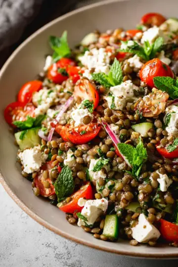 Mediterranean Lentil Salad with Feta and Mint