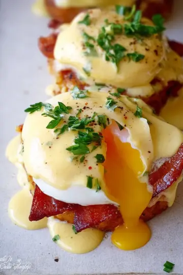 Baked Eggs Napoleon With Hollandaise Sauce