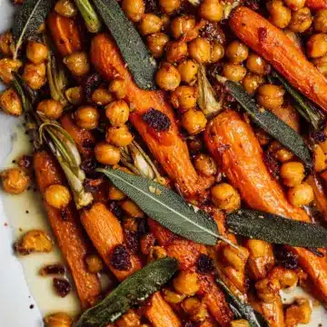 Maple Sage Glazed Carrots with Crispy Chickpeas