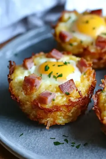 Hash Brown Ham and Cheese Egg Cups