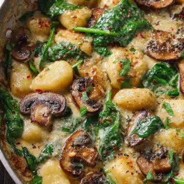 Creamy Spinach and Mushroom Gnocchi (One-Pan, 20 Minutes)