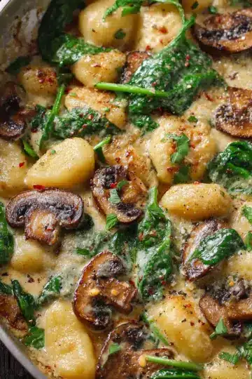 Creamy Spinach and Mushroom Gnocchi (One-Pan, 20 Minutes)