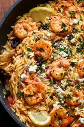 Orzo with Shrimp and Feta